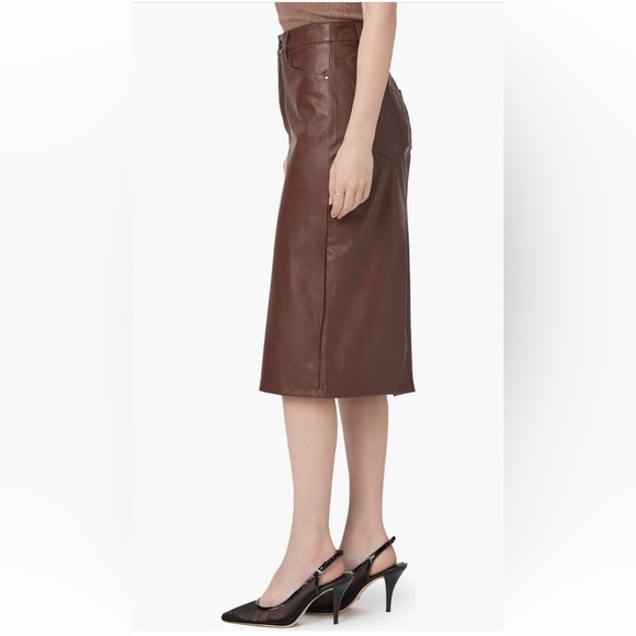 PAIGE Siren Faux Leather Midi Skirt in Rum Raisin Size 23 NWT - Picture 3 of 7